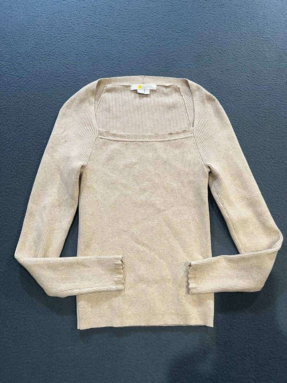 Boden Ribbed Knit Square Neck Blouse Top Size 6 Stretch Classic A011074